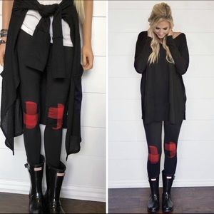 Buffalo Plaid Patch Leggings